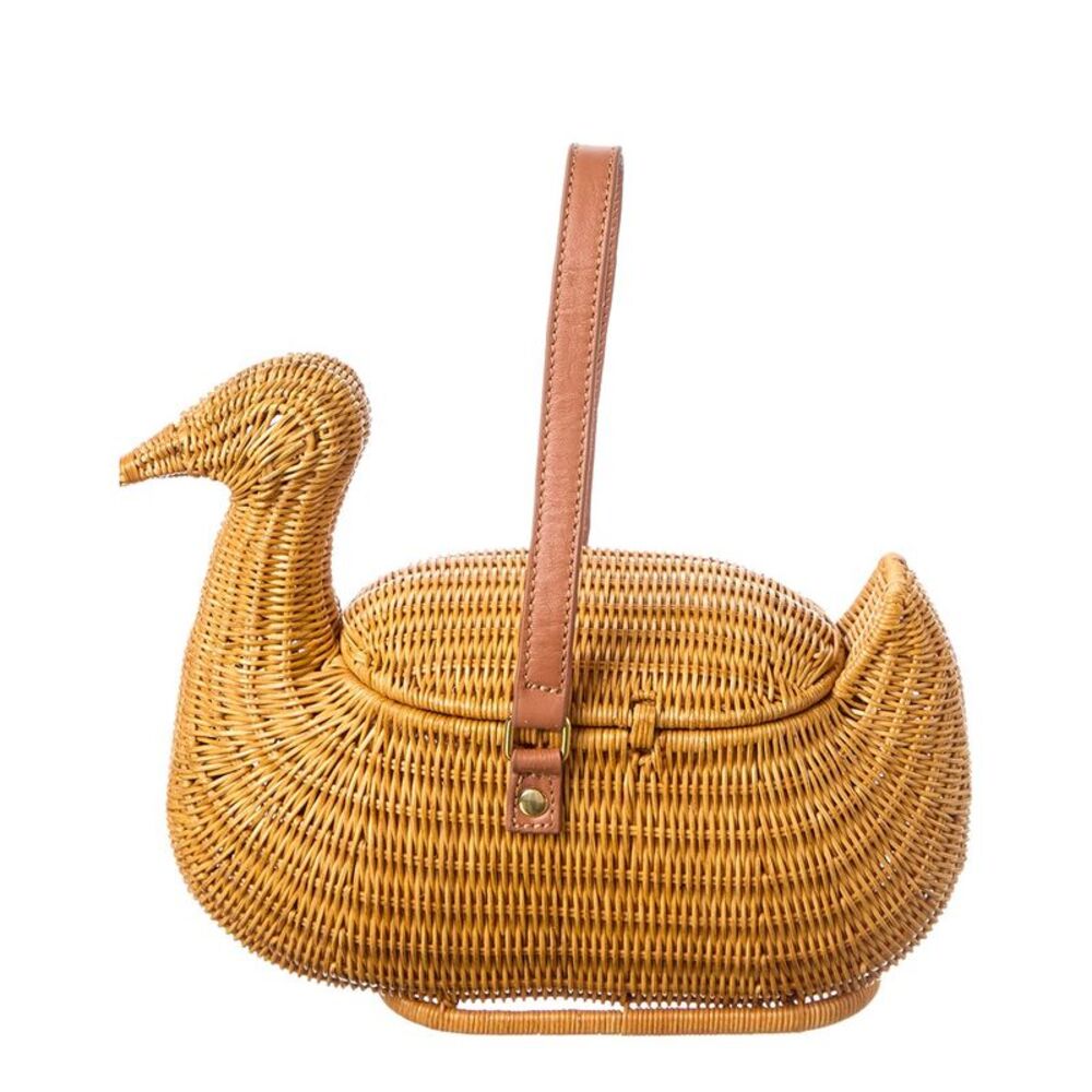 Serpui Josh Duck Mini Basket Bag, Beige - Picture 2 of 4